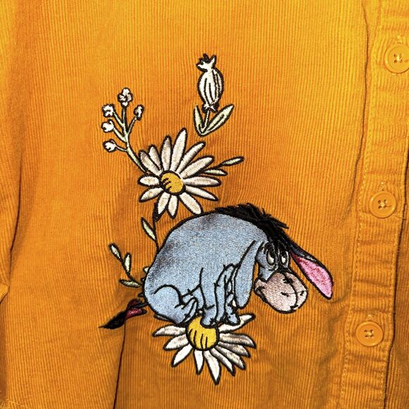 Disney Winnie The Pooh Corduroy Embroidered Button Down Shirt - Orange XL - Picture 6 of 11